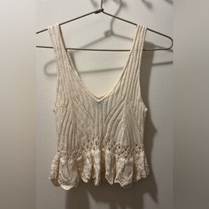 Beach Riot Cream Crochet Knit Tank Top